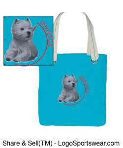 TOTE BAG w/ Printed Westie Design Zoom