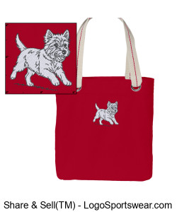 TOTE BAG with Embroidered Westie Design Zoom