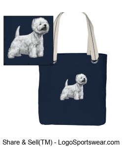 TOTE BAG with a Westie Design Zoom